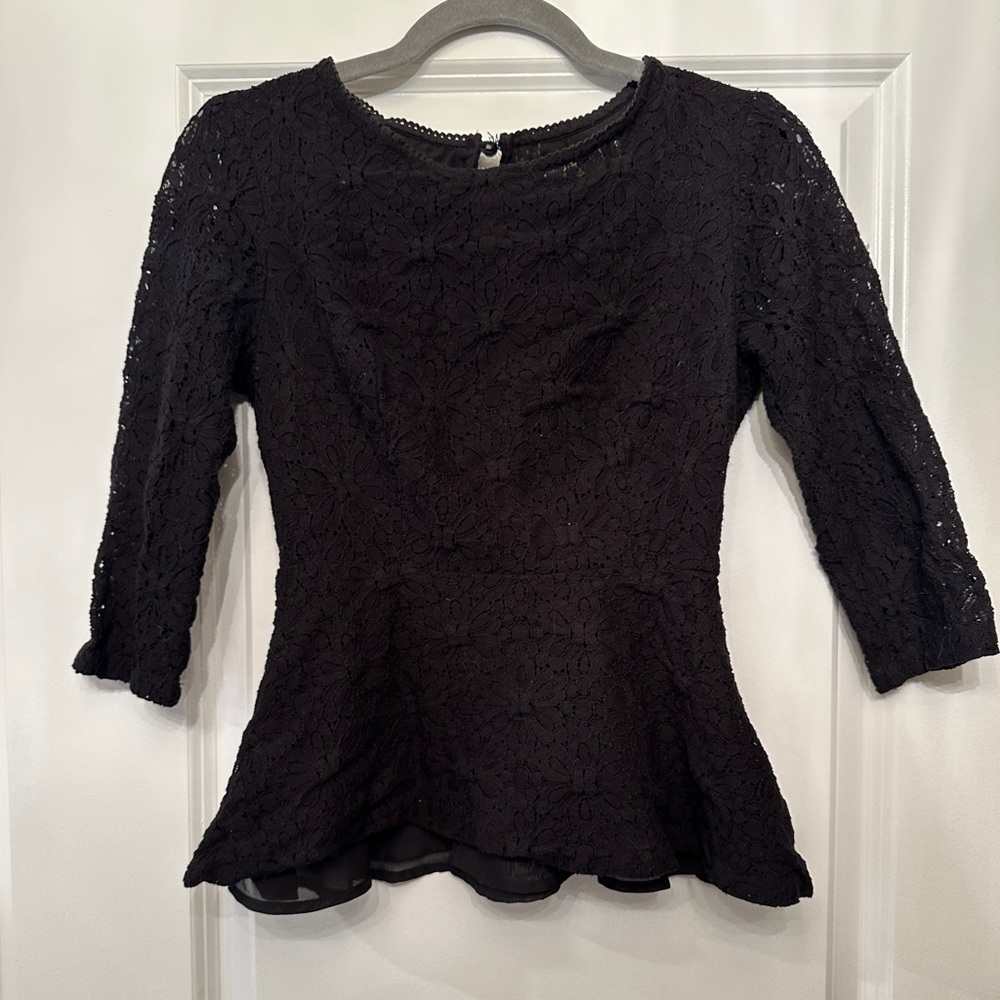 Moulinette Soeurs by Anthropologie lace mesh quarter sleeve blouse| size 4